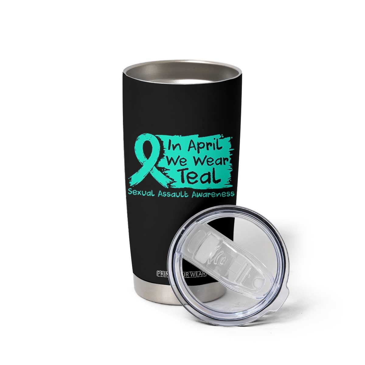 Sexual Assault Awareness Tumbler Cup In April We Wear Teal TS10 Print Your Wear