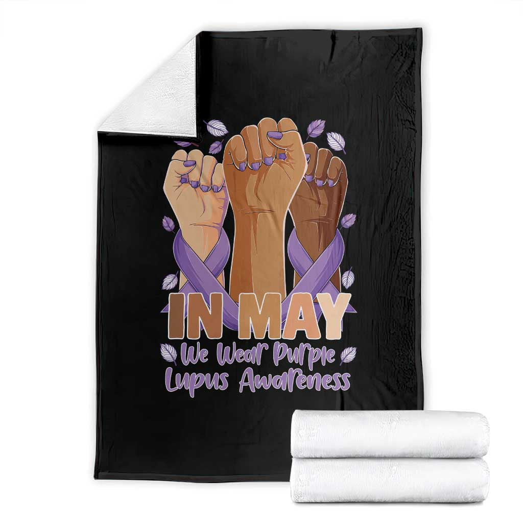 In May We Wear Purple Lupus Awareness Throw Blanket Purple Ribbon TS10 Black Print Your Wear