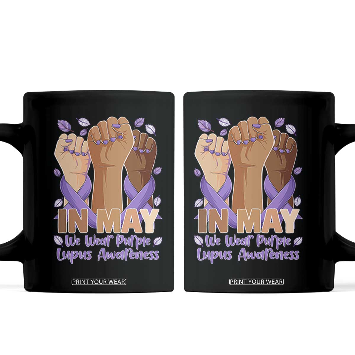In May We Wear Purple Lupus Awareness Coffee Mug Purple Ribbon TS10 Black Print Your Wear