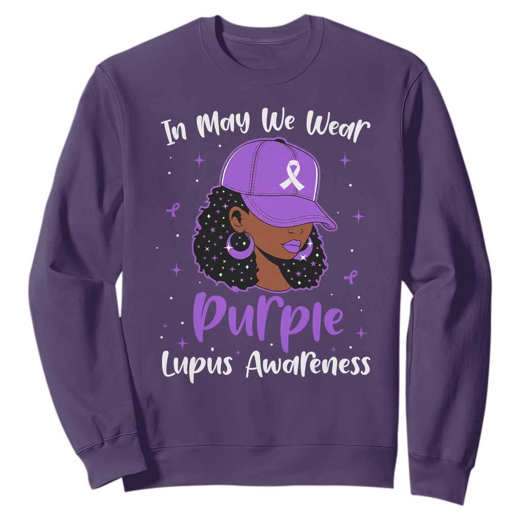 Lupus Awareness Sweatshirt African American Black Women Fight Lupus Purple Ribbon TS10 Purple Print Your Wear