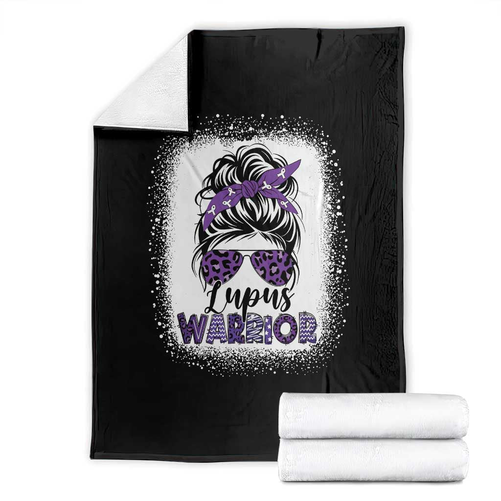 Lupus Warrior Throw Blanket Purple Ribbon Messy Bun Women TS10 Black Print Your Wear