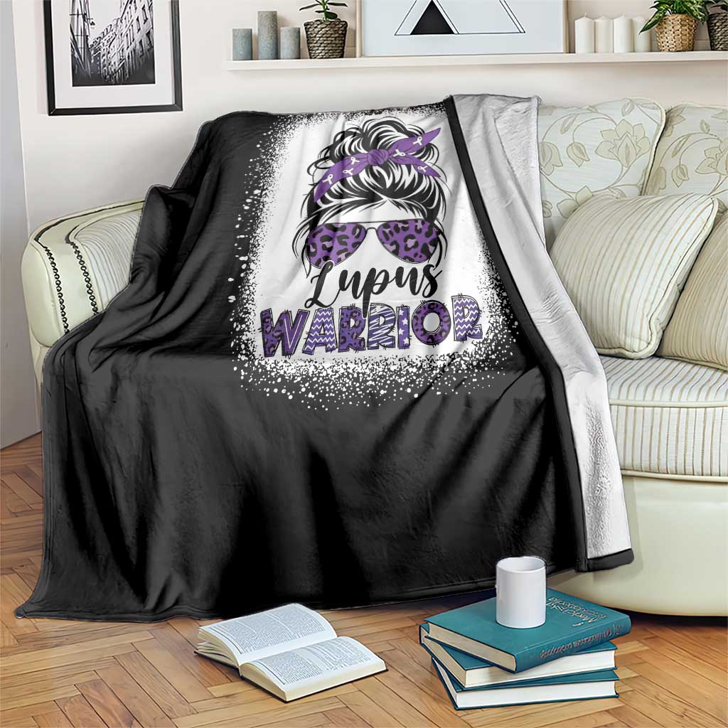 Lupus Warrior Throw Blanket Purple Ribbon Messy Bun Women TS10 Print Your Wear