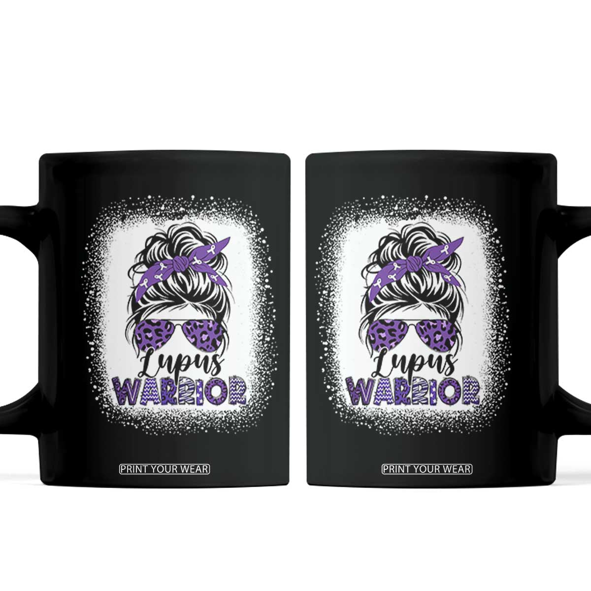 Lupus Warrior Coffee Mug Purple Ribbon Messy Bun Women TS10 Black Print Your Wear