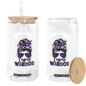Lupus Warrior Glass Can Purple Ribbon Messy Bun Women TS10 Print Your Wear