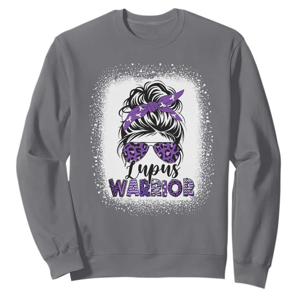Lupus Warrior Sweatshirt Purple Ribbon Messy Bun Women TS10 Charcoal Print Your Wear