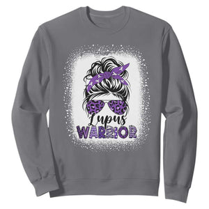 Lupus Warrior Sweatshirt Purple Ribbon Messy Bun Women TS10 Charcoal Print Your Wear