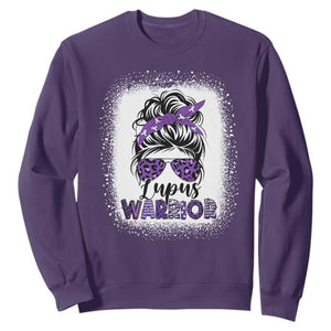 Lupus Warrior Sweatshirt Purple Ribbon Messy Bun Women TS10 Purple Print Your Wear