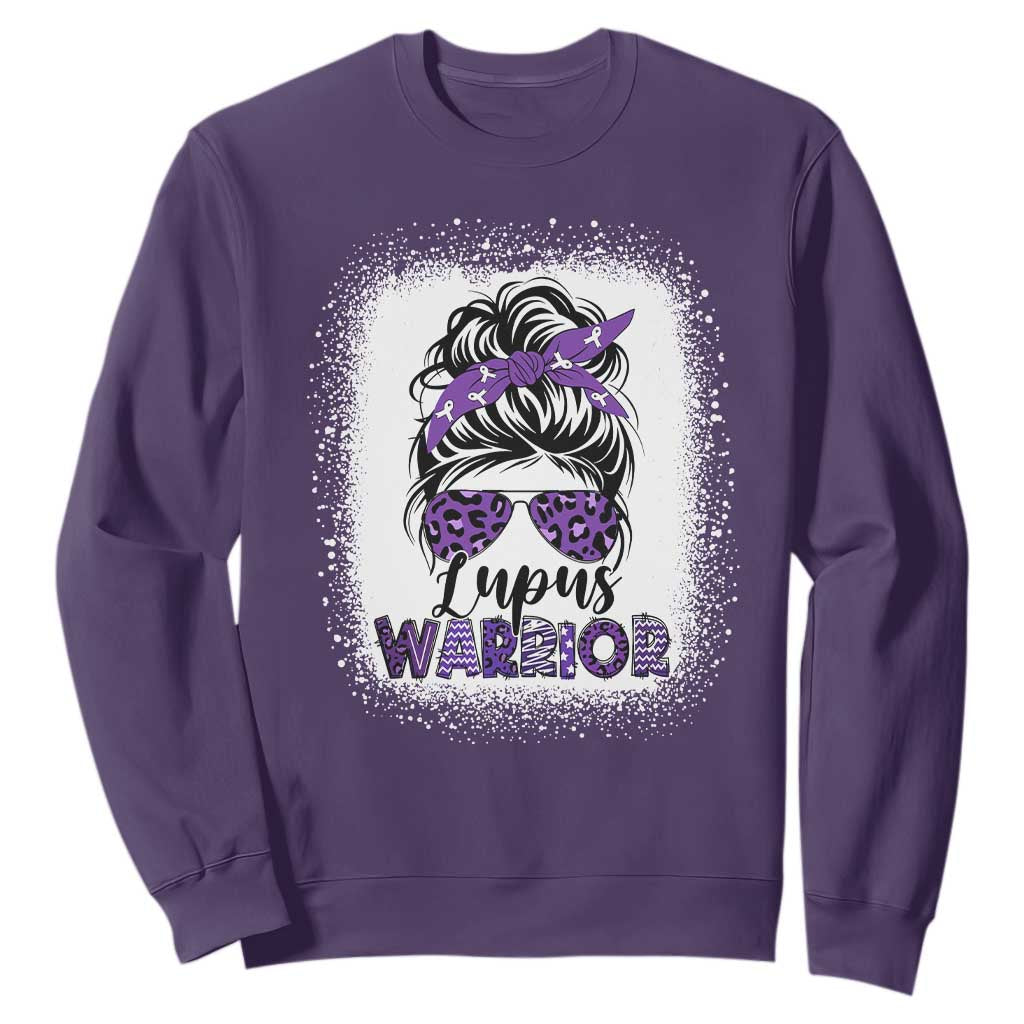 Lupus Warrior Sweatshirt Purple Ribbon Messy Bun Women TS10 Purple Print Your Wear