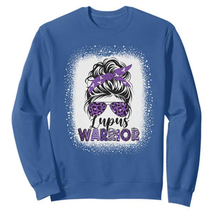 Lupus Warrior Sweatshirt Purple Ribbon Messy Bun Women TS10 Royal Blue Print Your Wear