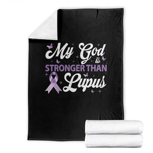 My God Is Bigger Than Lupus Throw Blanket Purple Ribbon TS10 Black Print Your Wear