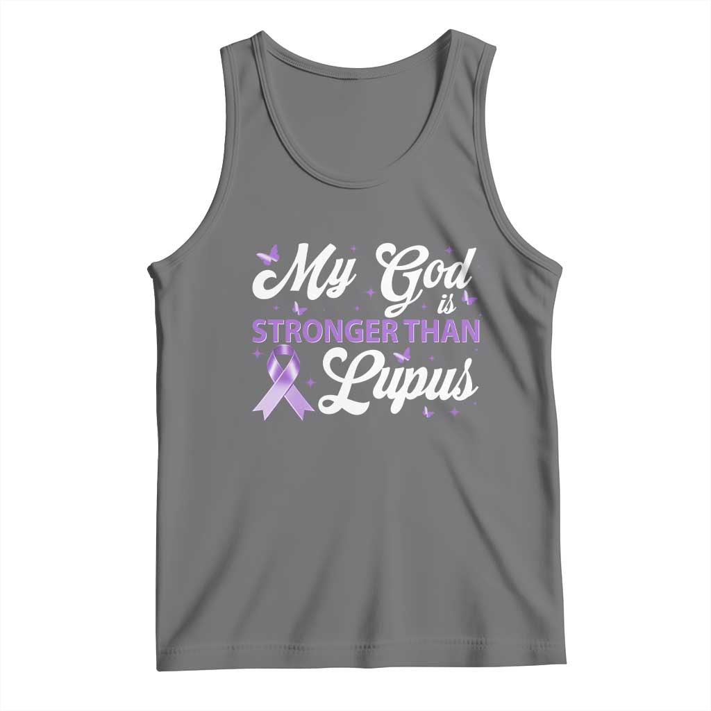 My God Is Bigger Than Lupus Tank Top Purple Ribbon TS10 Black Heather Print Your Wear