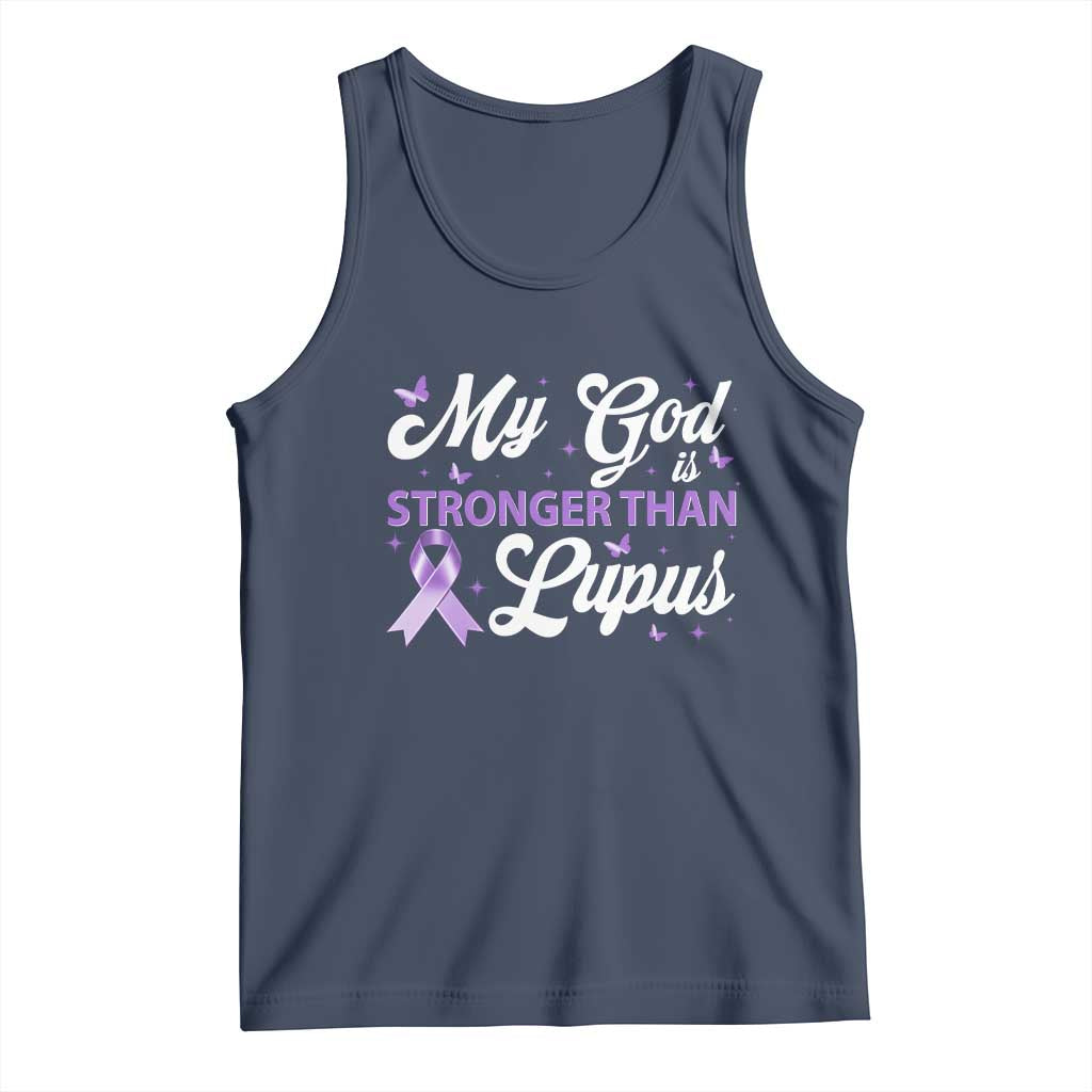 My God Is Bigger Than Lupus Tank Top Purple Ribbon TS10 Navy Print Your Wear