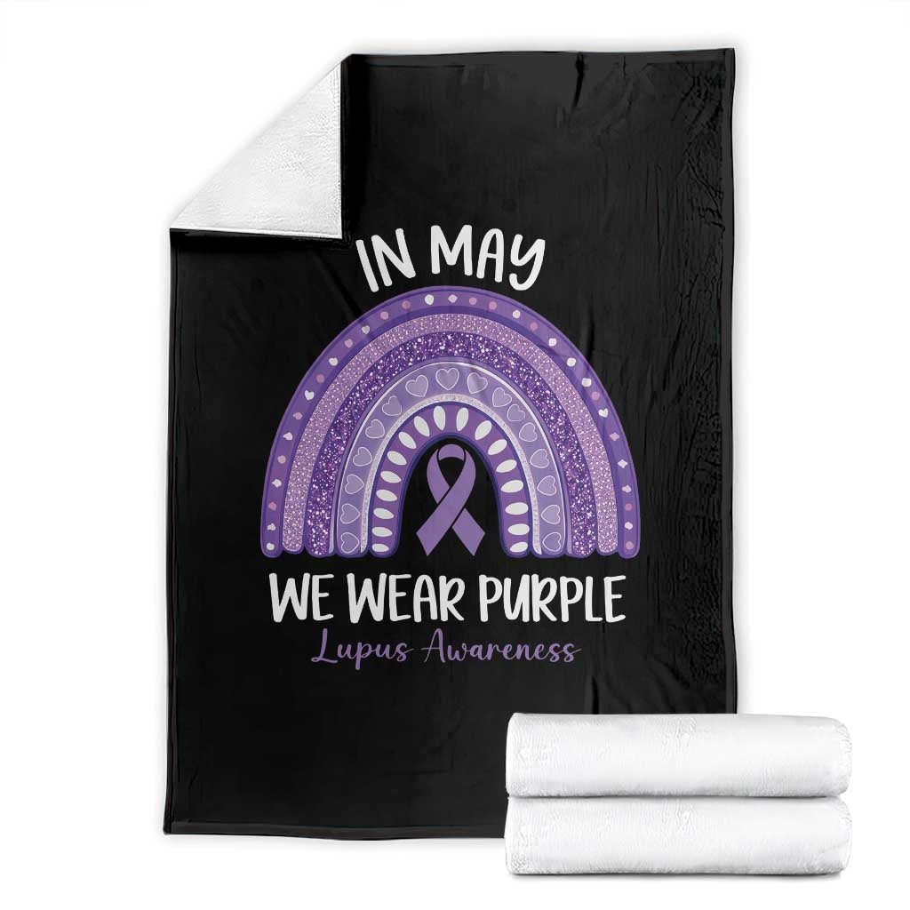 Lupus Awareness Throw Blanket In May We Wear Purple Ribbon Rainbow TS10 Black Print Your Wear