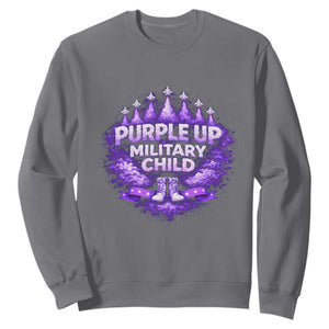 Purple Up Military Child Sweatshirt Proud Military Kid TS10 Charcoal Print Your Wear
