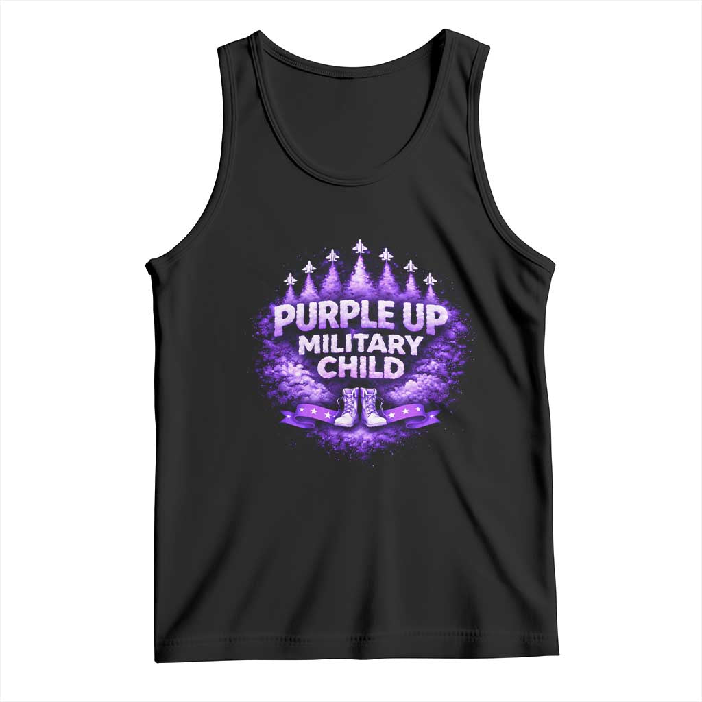 Purple Up Military Child Tank Top Proud Military Kid TS10 Black Print Your Wear