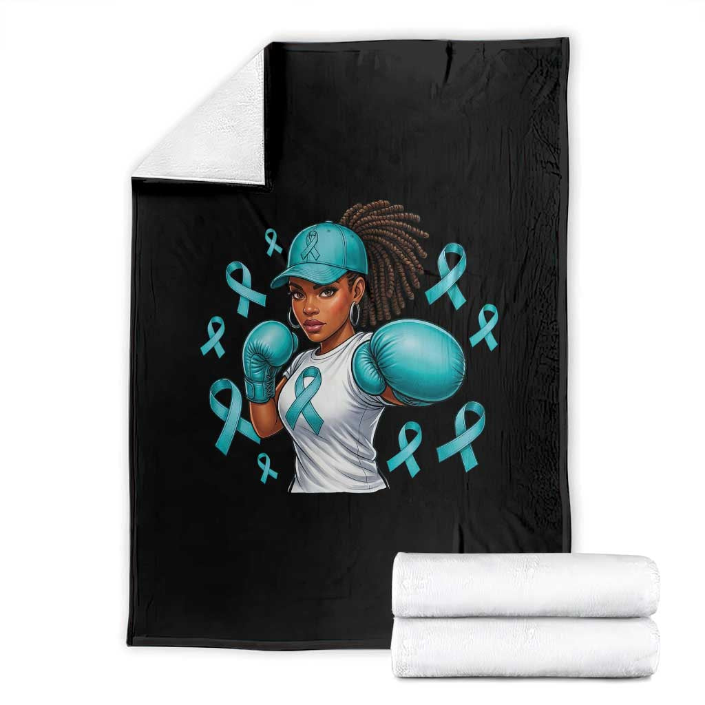 Black Women Fight Sexual Assault Awareness Throw Blanket African American Teal Ribbon Support TS10 Black Print Your Wear