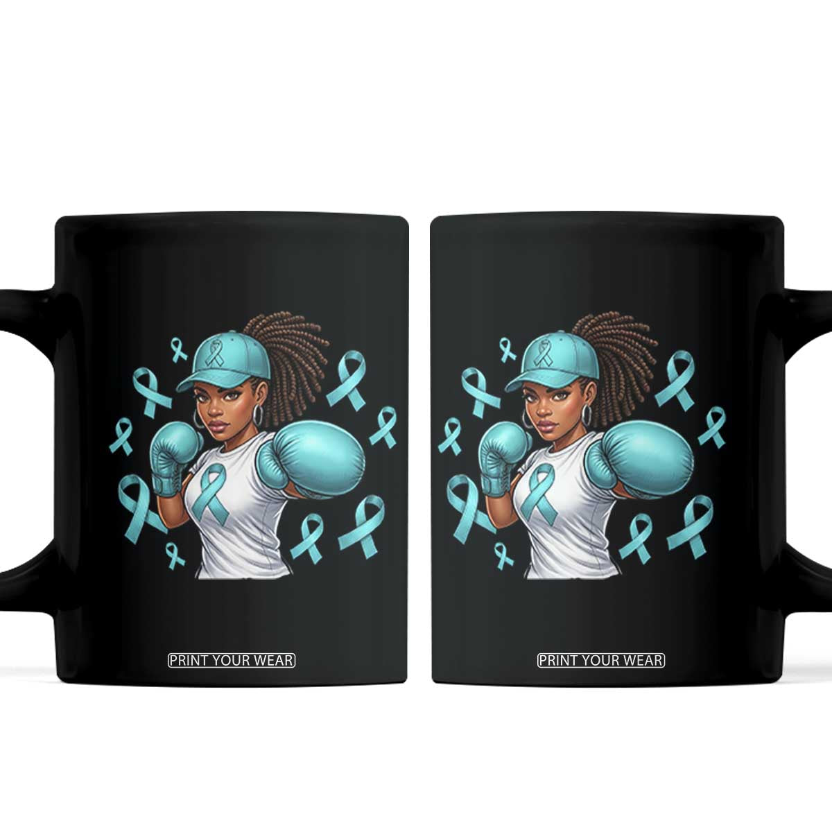 Black Women Fight Sexual Assault Awareness Coffee Mug African American Teal Ribbon Support TS10 Black Print Your Wear