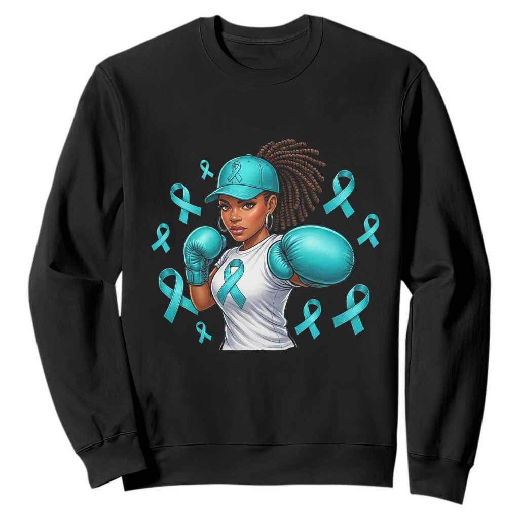 Black Women Fight Sexual Assault Awareness Sweatshirt African American Teal Ribbon Support TS10 Black Print Your Wear