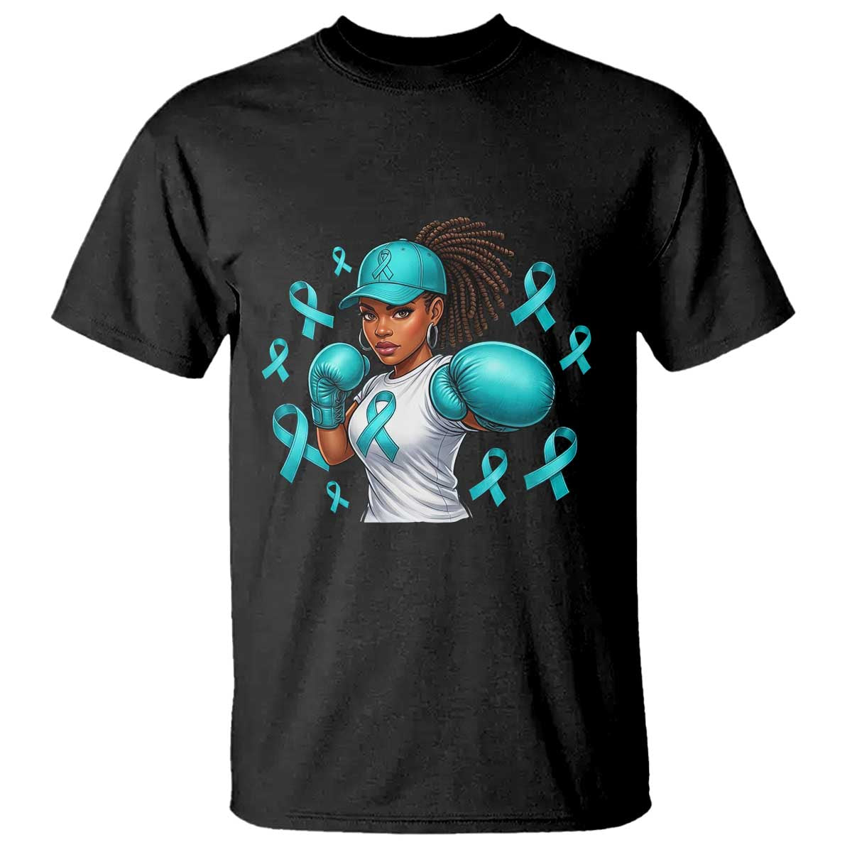 Black Women Fight Sexual Assault Awareness T Shirt African American Teal Ribbon Support TS10 Black Print Your Wear