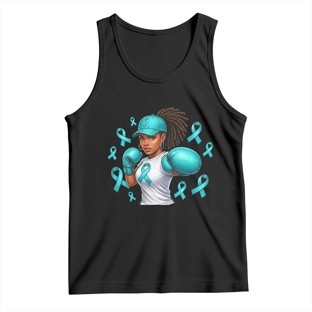 Black Women Fight Sexual Assault Awareness Tank Top African American Teal Ribbon Support TS10 Black Print Your Wear