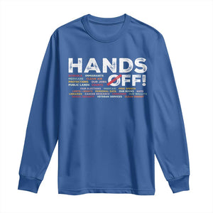 Hands Off Long Sleeve Shirt Social Security And Medicare Protest TS10 Royal Blue Print Your Wear