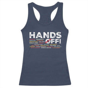 Hands Off Racerback Tank Top Social Security And Medicare Protest TS10 Navy Print Your Wear