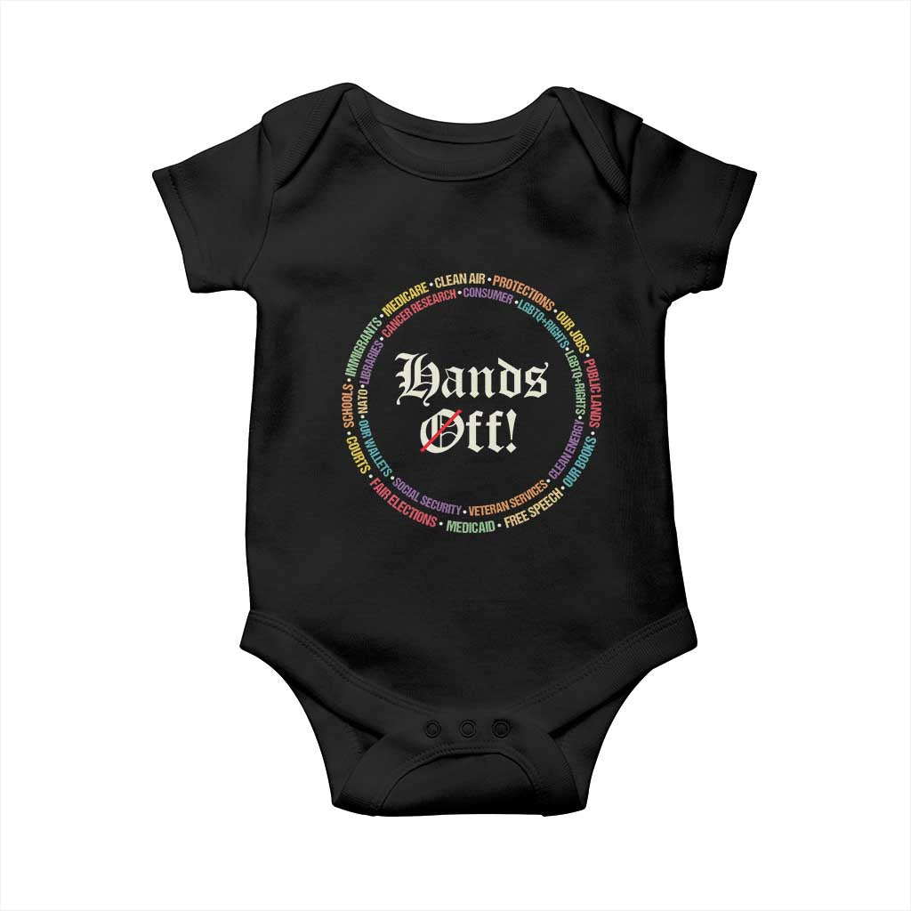 Hands Off Baby Onesie Human Rights Social Security And Medicare Protest TS10 Black Print Your Wear