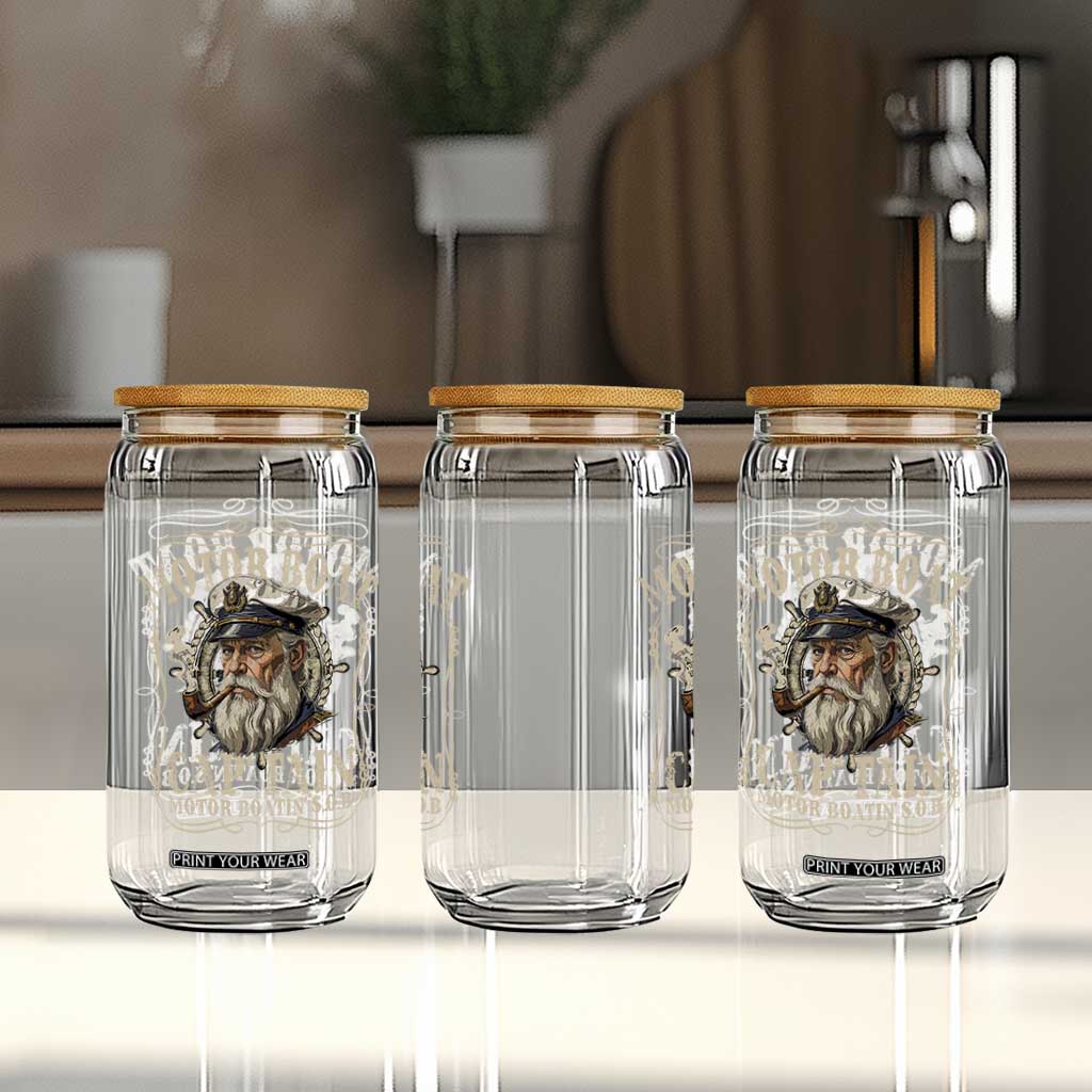 Motor Boat Captain Glass Can Funny Pontoon Boating Motor Boatin Lake TS10 Print Your Wear
