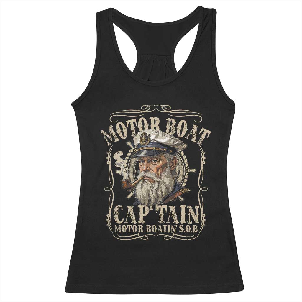 Motor Boat Captain Racerback Tank Top Funny Pontoon Boating Motor Boatin Lake TS10 Black Print Your Wear