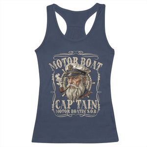 Motor Boat Captain Racerback Tank Top Funny Pontoon Boating Motor Boatin Lake TS10 Navy Print Your Wear