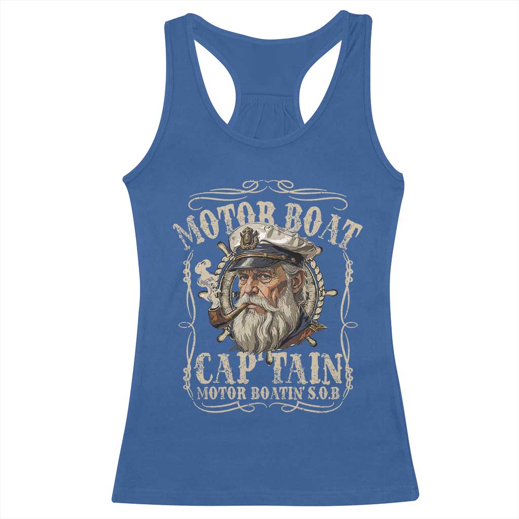 Motor Boat Captain Racerback Tank Top Funny Pontoon Boating Motor Boatin Lake TS10 Royal Blue Print Your Wear