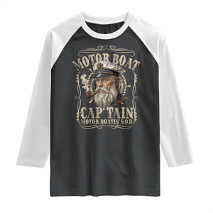 Motor Boat Captain Raglan Shirt Funny Pontoon Boating Motor Boatin Lake TS10 Black White Print Your Wear