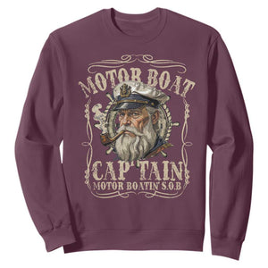 Motor Boat Captain Sweatshirt Funny Pontoon Boating Motor Boatin Lake TS10 Maroon Print Your Wear