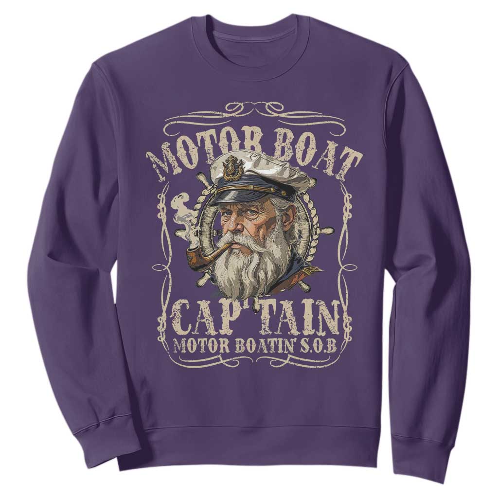 Motor Boat Captain Sweatshirt Funny Pontoon Boating Motor Boatin Lake TS10 Purple Print Your Wear
