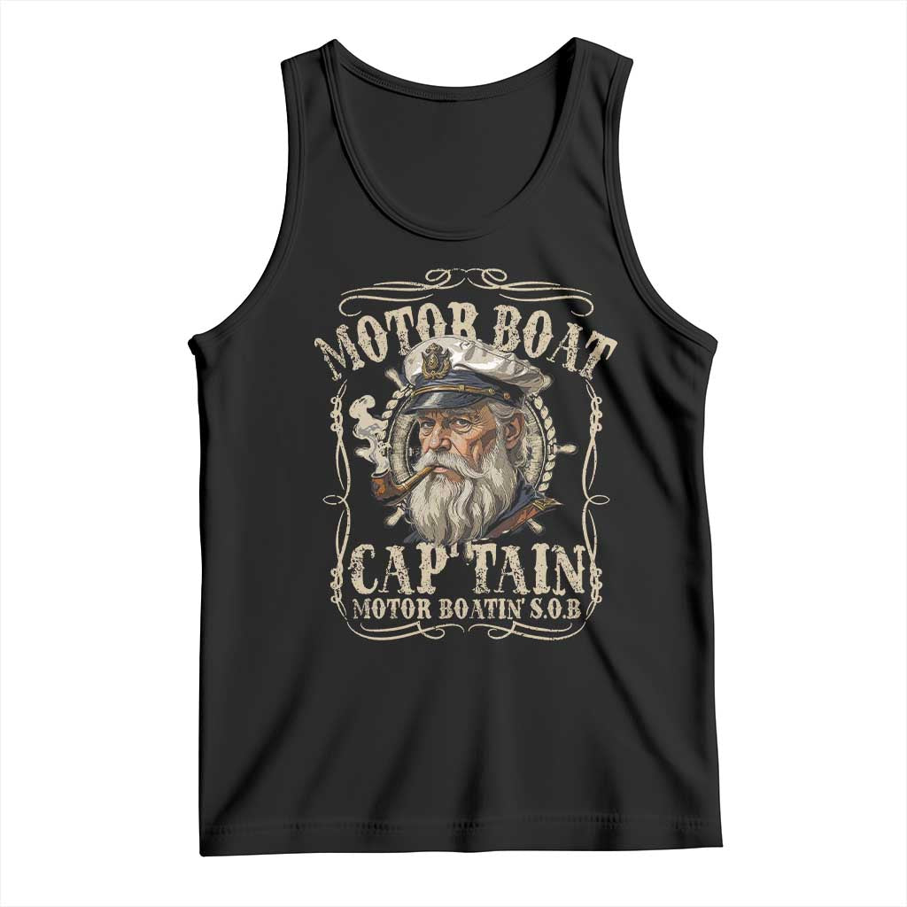 Motor Boat Captain Tank Top Funny Pontoon Boating Motor Boatin Lake TS10 Black Print Your Wear
