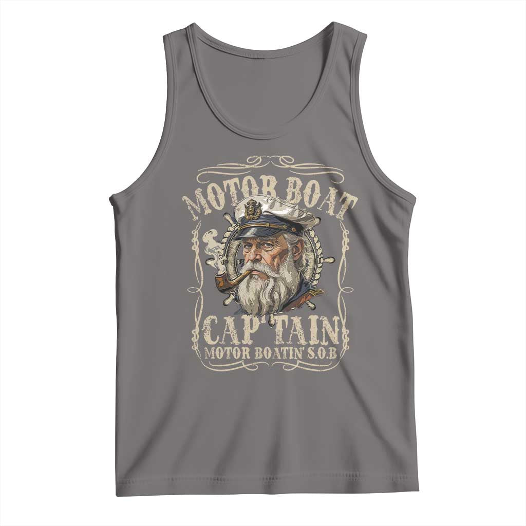 Motor Boat Captain Tank Top Funny Pontoon Boating Motor Boatin Lake TS10 Deep Heather Print Your Wear