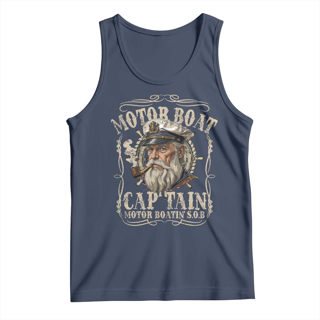 Motor Boat Captain Tank Top Funny Pontoon Boating Motor Boatin Lake TS10 Navy Print Your Wear