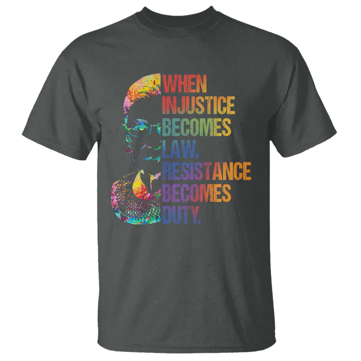 Notorious RBG T Shirt When Injustice Becomes Law Resistance Becomes Duty TS10 Dark Heather Print Your Wear