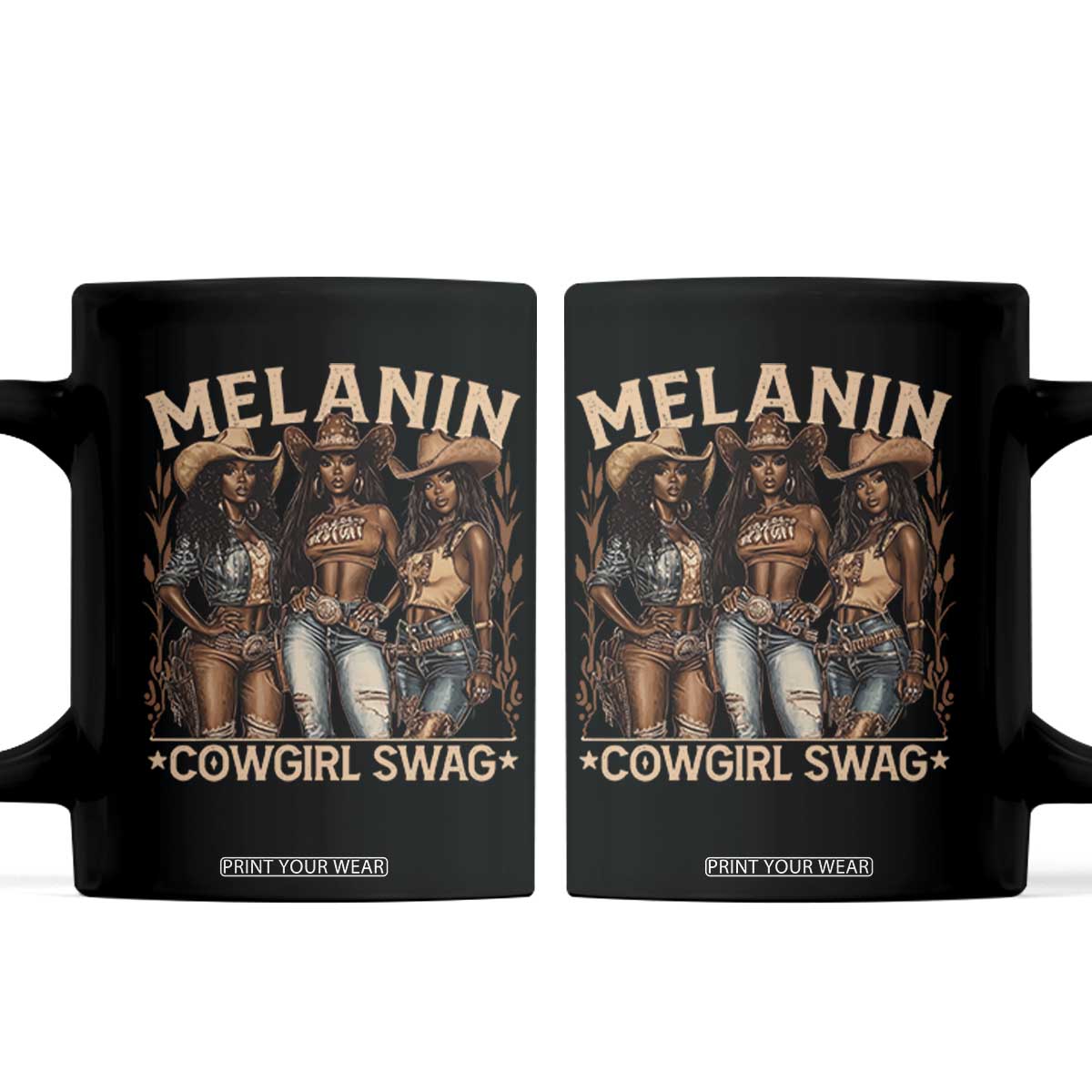 Melanin Cowgirls Coffee Mug Black History Month African Melanin Pride TS10 Black Print Your Wear