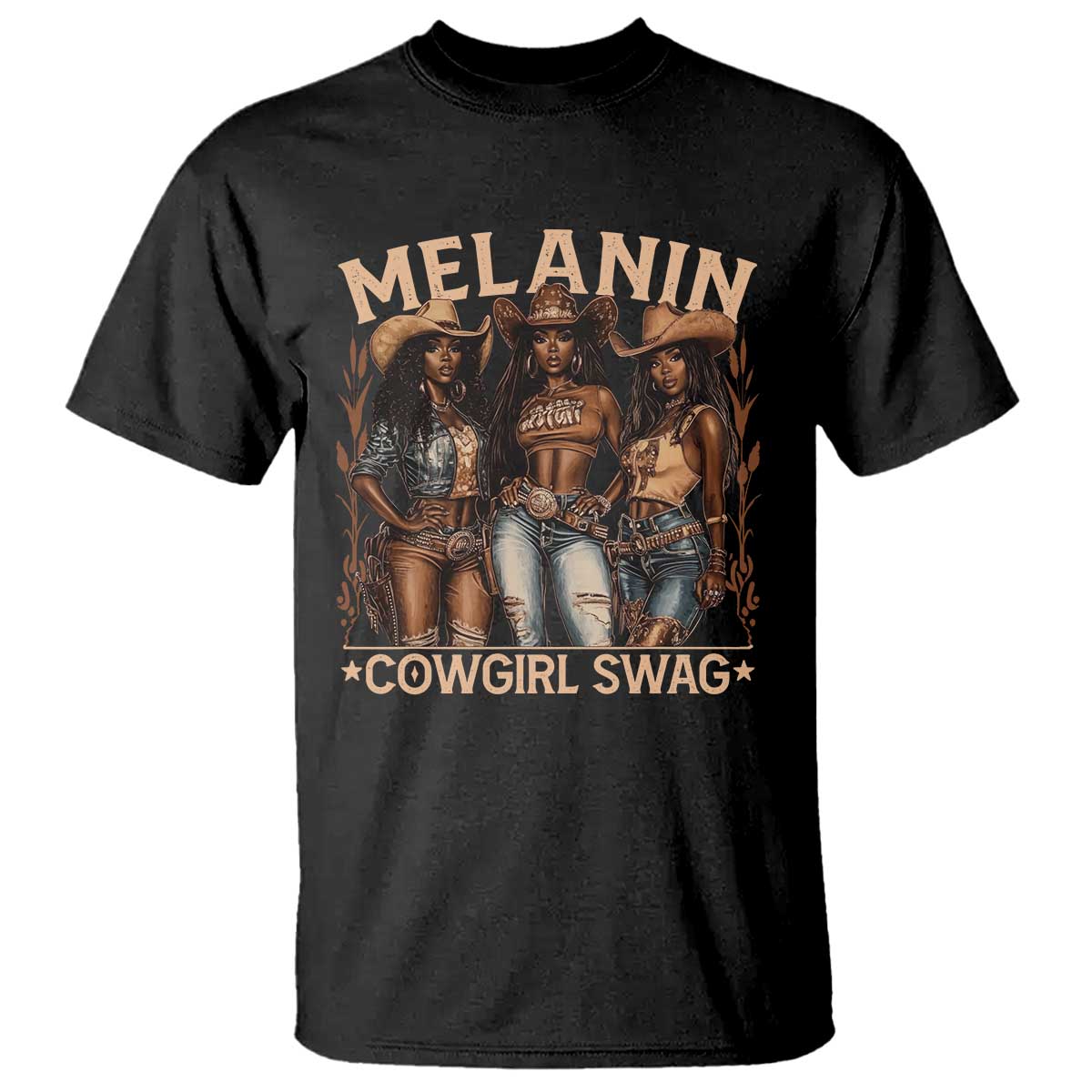 Melanin Cowgirls T Shirt Black History Month African Melanin Pride TS10 Black Print Your Wear