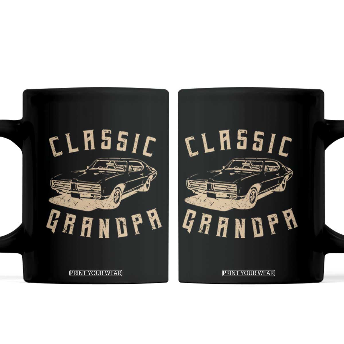 Funny Grandpa Classic Car Graphic Coffee Mug TS10 Black Print Your Wear