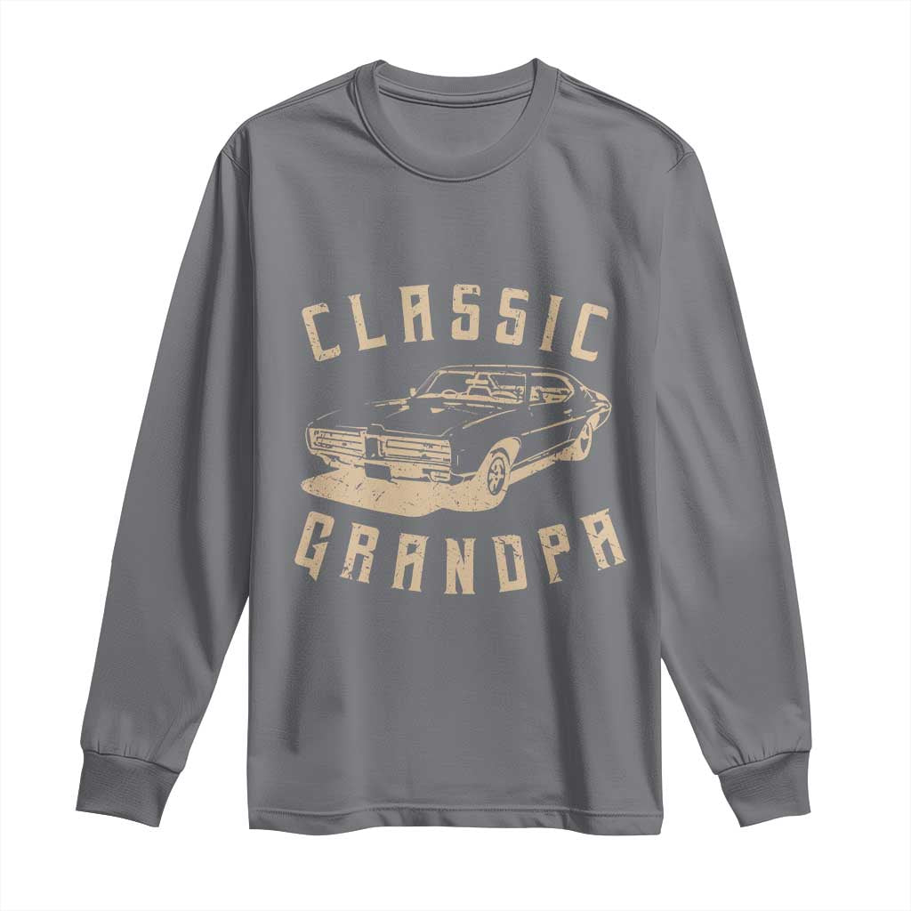 Funny Grandpa Classic Car Graphic Long Sleeve Shirt TS10 Charcoal Print Your Wear