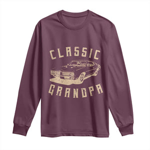 Funny Grandpa Classic Car Graphic Long Sleeve Shirt TS10 Maroon Print Your Wear