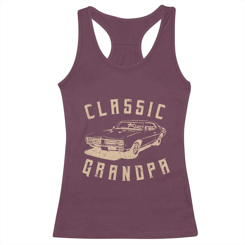 Funny Grandpa Classic Car Graphic Racerback Tank Top TS10 Maroon Print Your Wear