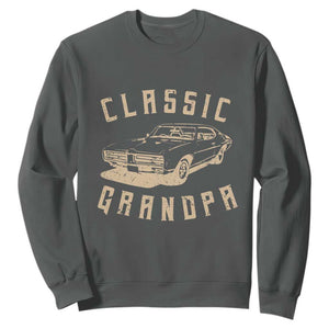 Funny Grandpa Classic Car Graphic Sweatshirt TS10 Dark Heather Print Your Wear