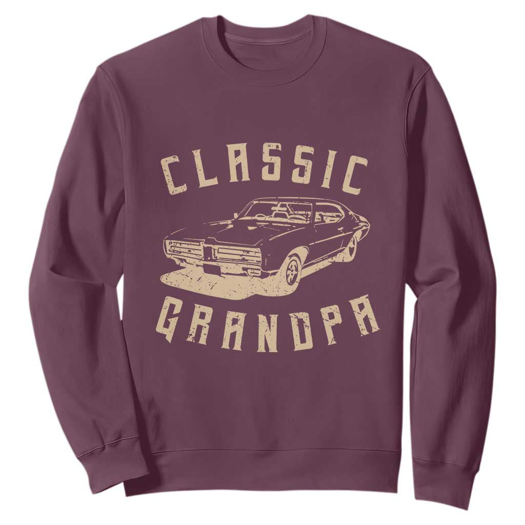 Funny Grandpa Classic Car Graphic Sweatshirt TS10 Maroon Print Your Wear
