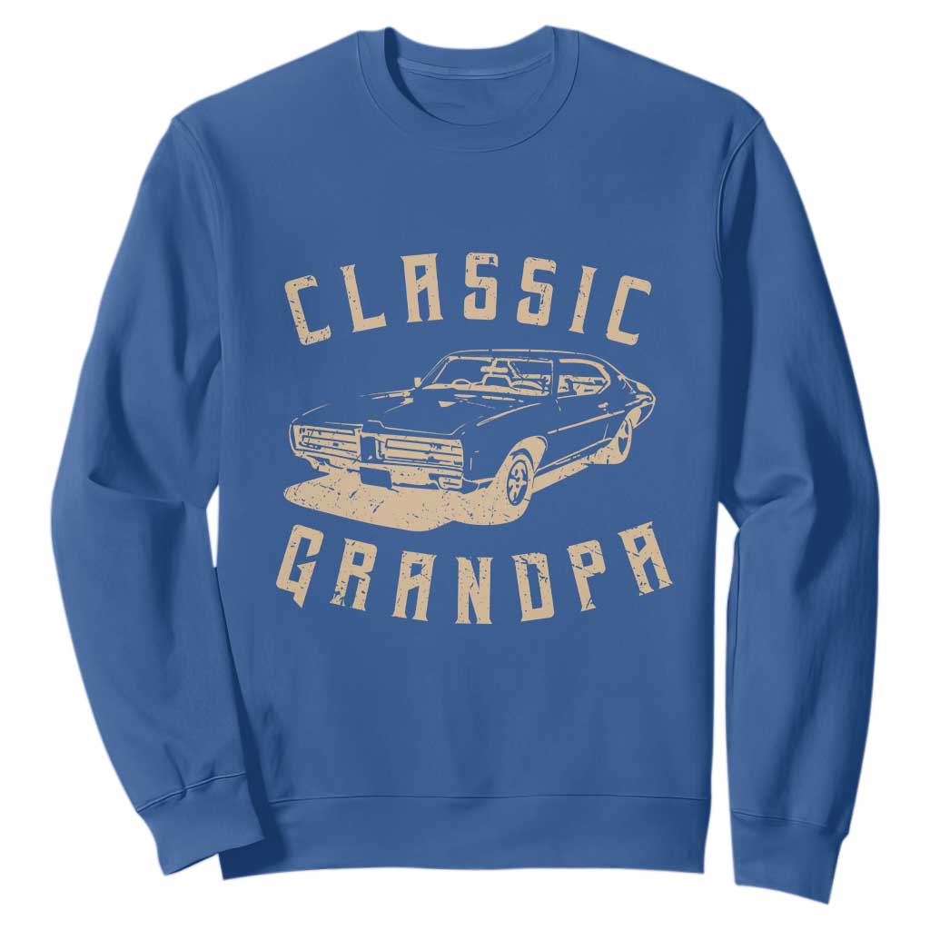 Funny Grandpa Classic Car Graphic Sweatshirt TS10 Royal Blue Print Your Wear