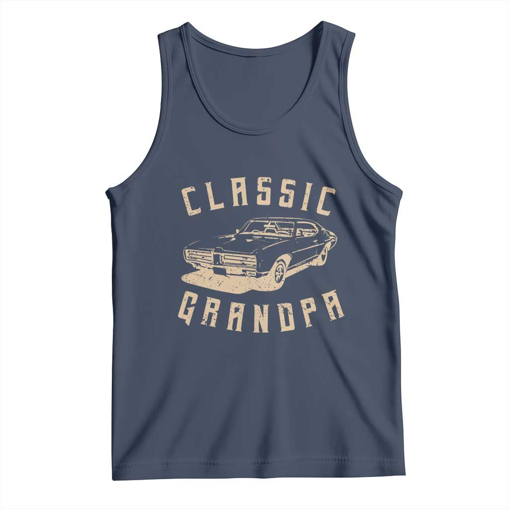 Funny Grandpa Classic Car Graphic Tank Top TS10 Navy Print Your Wear