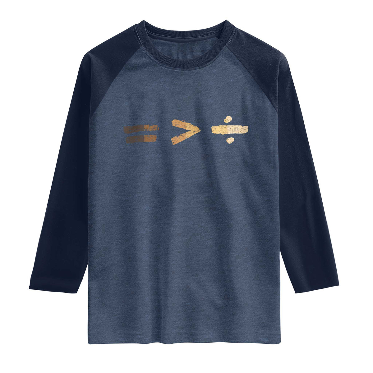 Equality Is Better than Division Raglan Shirt Equal Rights Math Symbol TS10 Heather Denim Navy Print Your Wear