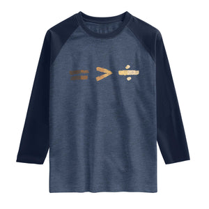 Equality Is Better than Division Raglan Shirt Equal Rights Math Symbol TS10 Heather Denim Navy Print Your Wear